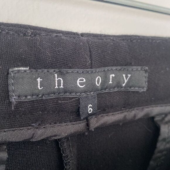 Theory Slim Trousers Black Mid weight sz 6 Office Preppy Corpcore Classic Slink - Picture 8 of 12